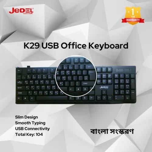 JEDEL K29 USB Office Keyboard With Bangla