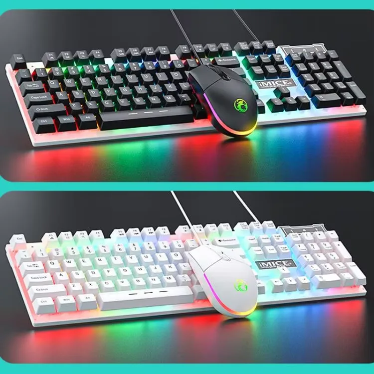 IMICE AN-350 Gaming Keyboard & Mouse Combo – RGB Backlit, 3200 DPI Mouse, 4 Buttons, Wired USB, Membrane Keycaps, 5M Clicks, Windows/Mac Compatible